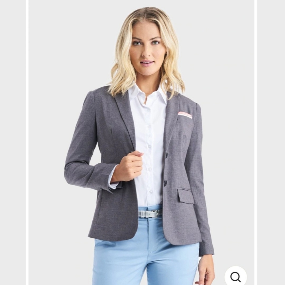 Ico Uniforms Women Gray 2 Button Jacket Blazer Size 4 Polyester Rayon Sp…